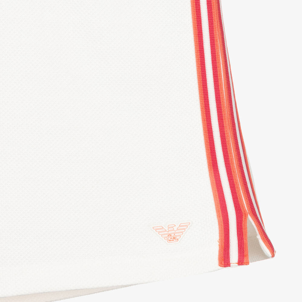 Emporio Armani-Teen Girls White EA Crew Cotton Shorts | Childrensalon Outlet