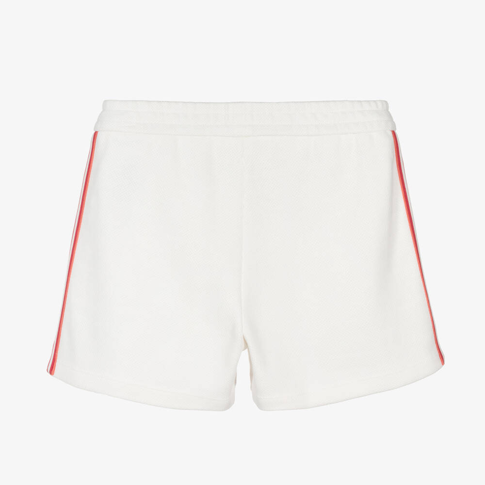 Emporio Armani-Teen Girls White EA Crew Cotton Shorts | Childrensalon Outlet