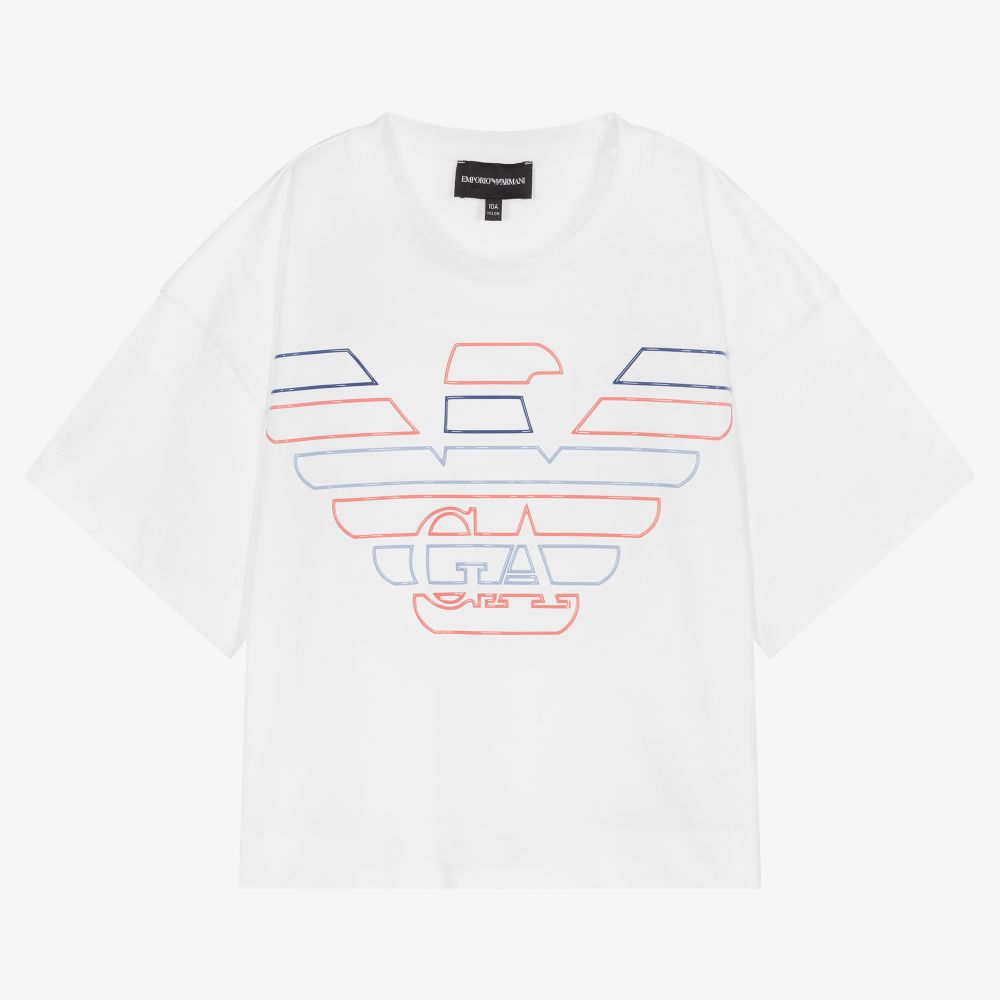 Emporio Armani - T-shirt blanc Ado fille | Childrensalon