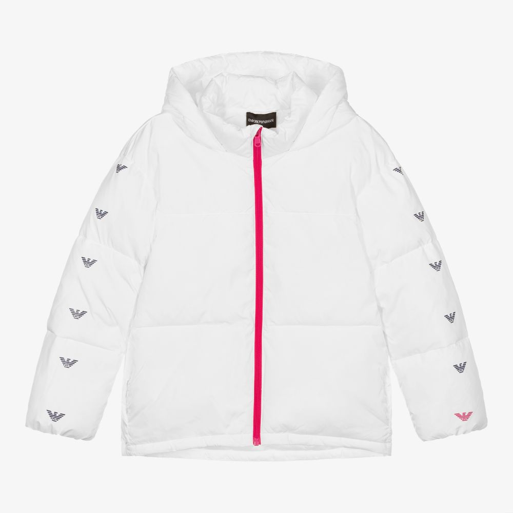 Emporio Armani - Teen Girls White Puffer Coat | Childrensalon