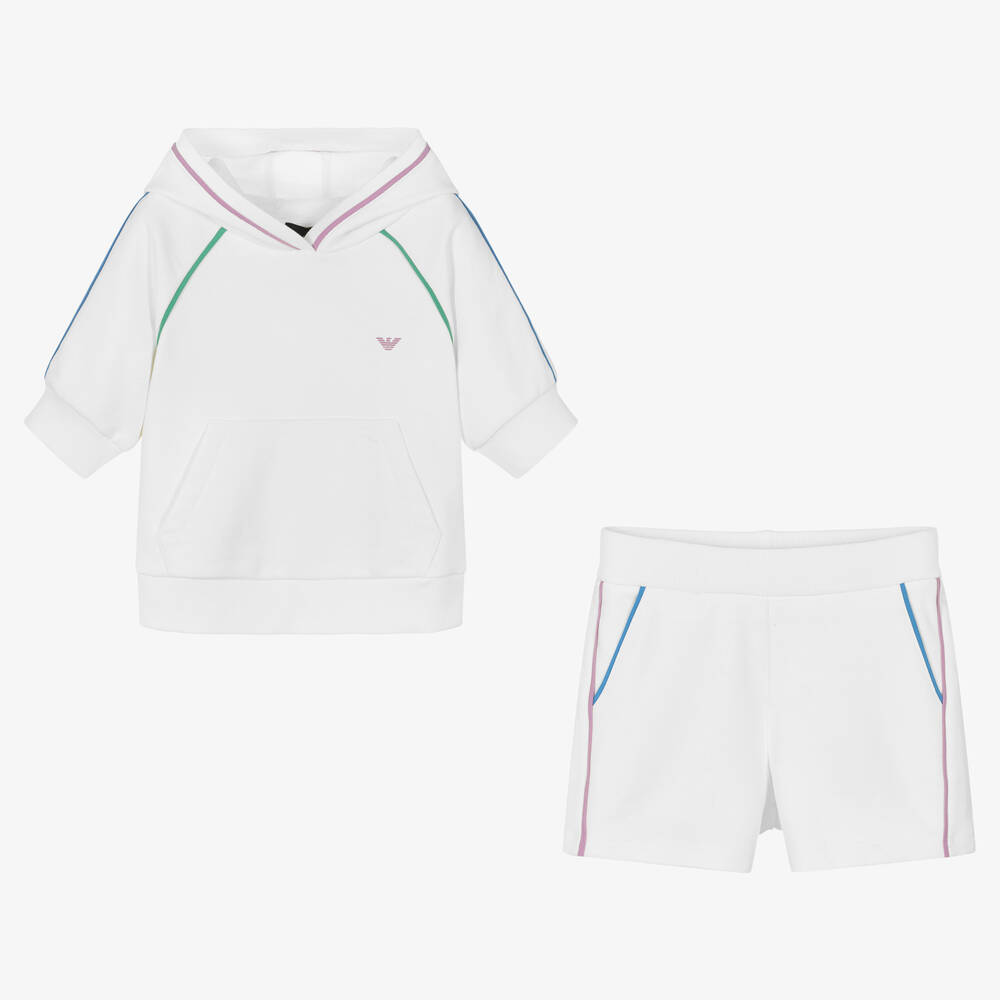 Emporio Armani - Teen Girls White Shorts Set | Childrensalon