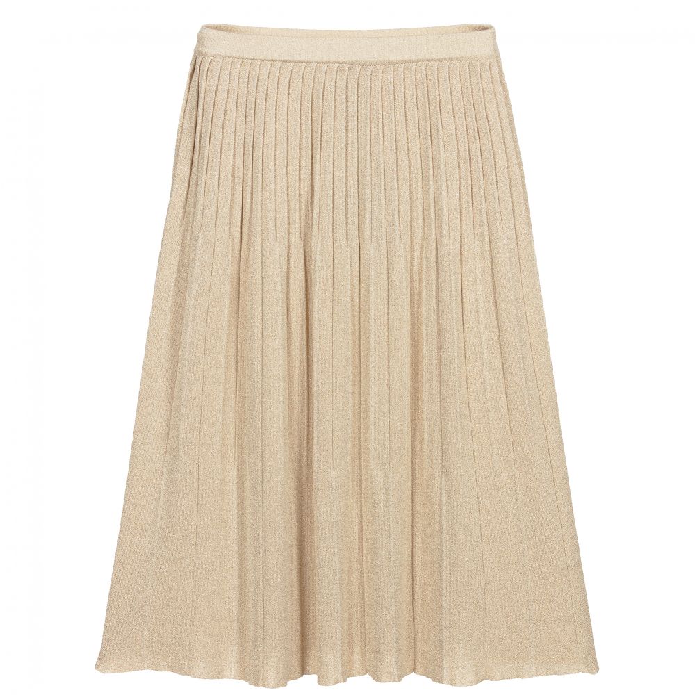 Gold pleated maxi skirt sales