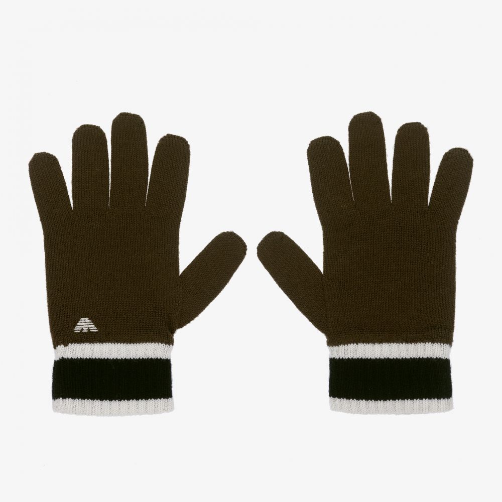 Emporio Armani - Teen Green Wool Gloves | Childrensalon