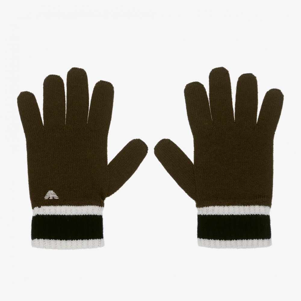 Emporio Armani - Gants verts en laine Ado | Childrensalon