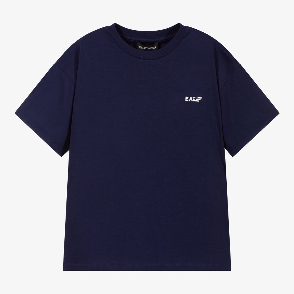 Emporio Armani - Teen Navy Blue Cotton T-Shirt | Childrensalon