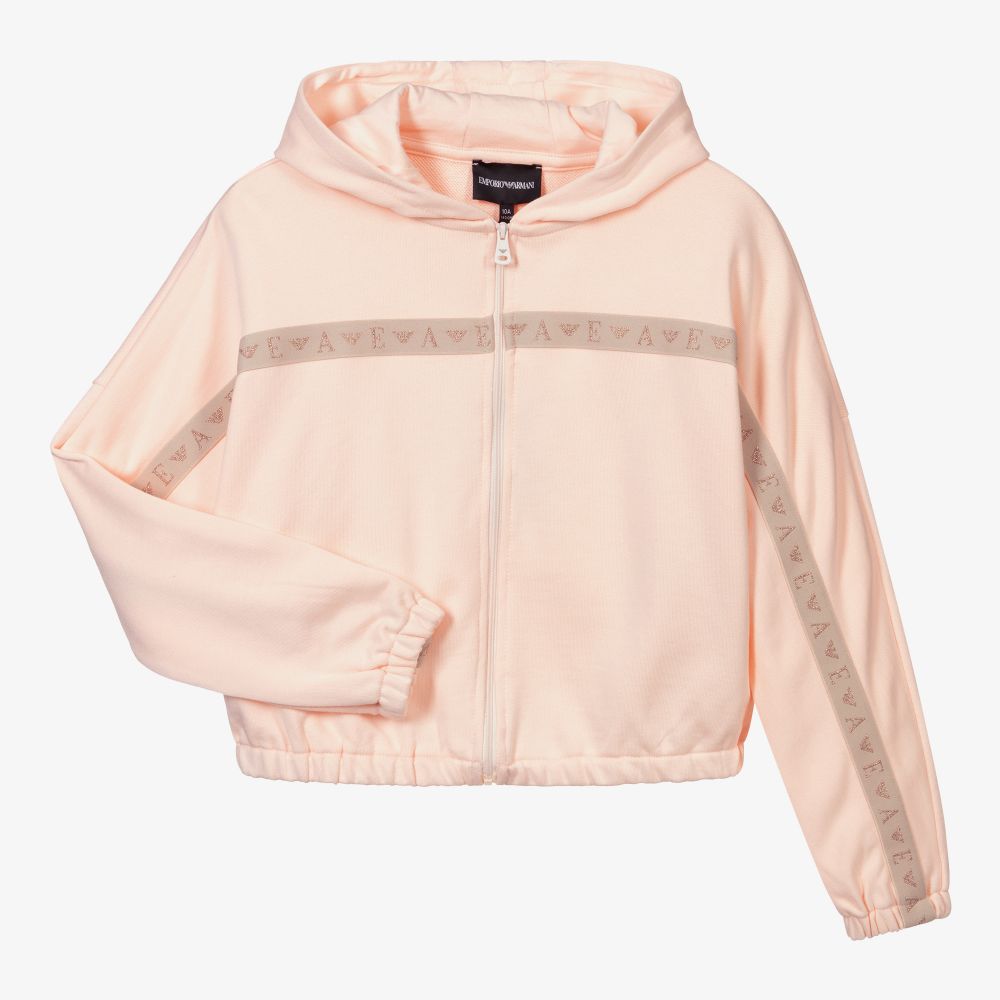 Emporio Armani-Розовая худи на молнии для подростков | Childrensalon Outlet