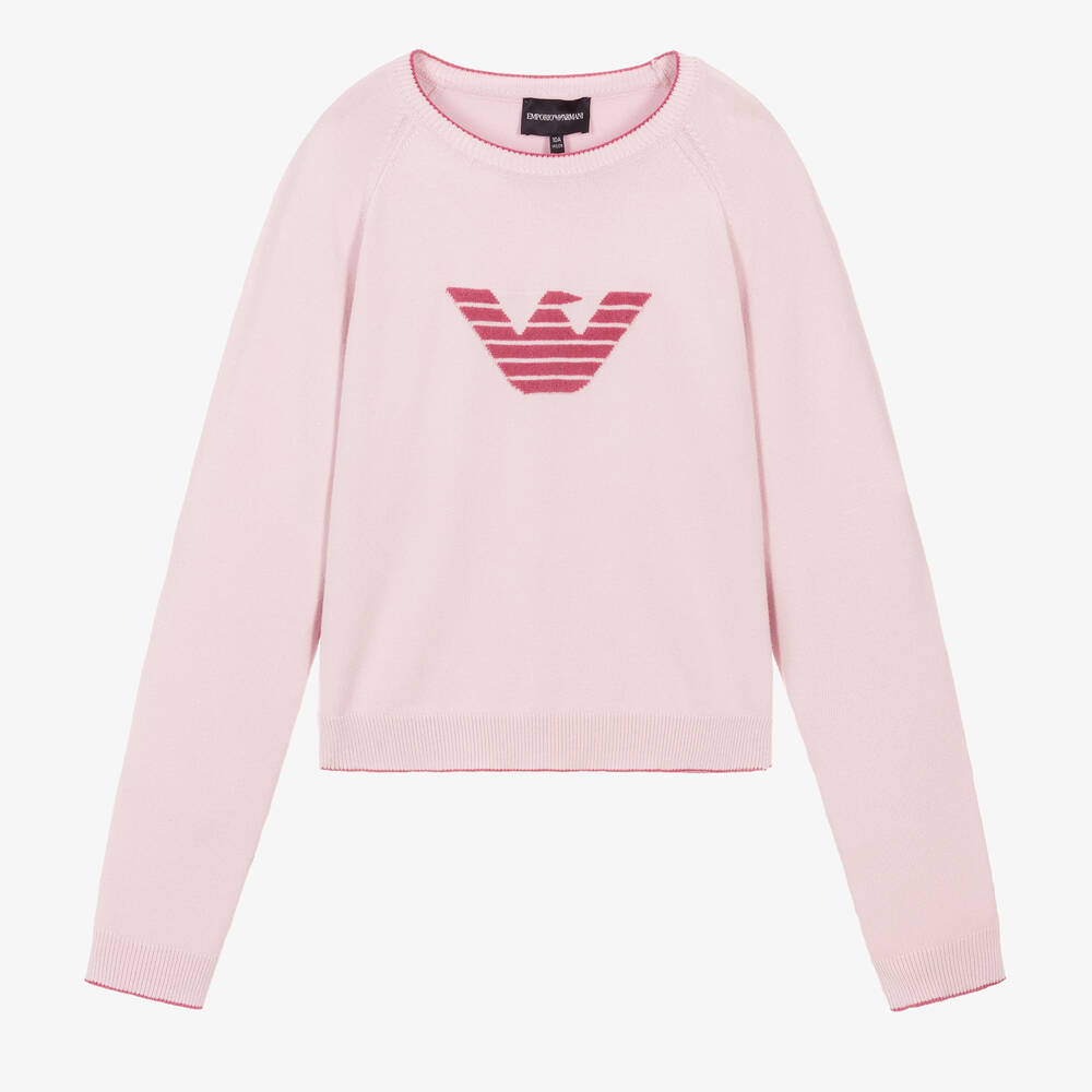 Emporio Armani - Розовый вязаный свитер для подростков | Childrensalon