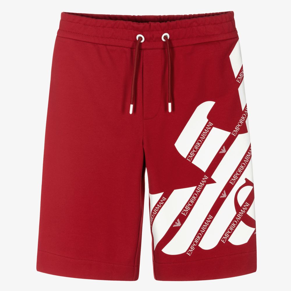Emporio Armani - Teen Red Logo Jersey Shorts | Childrensalon