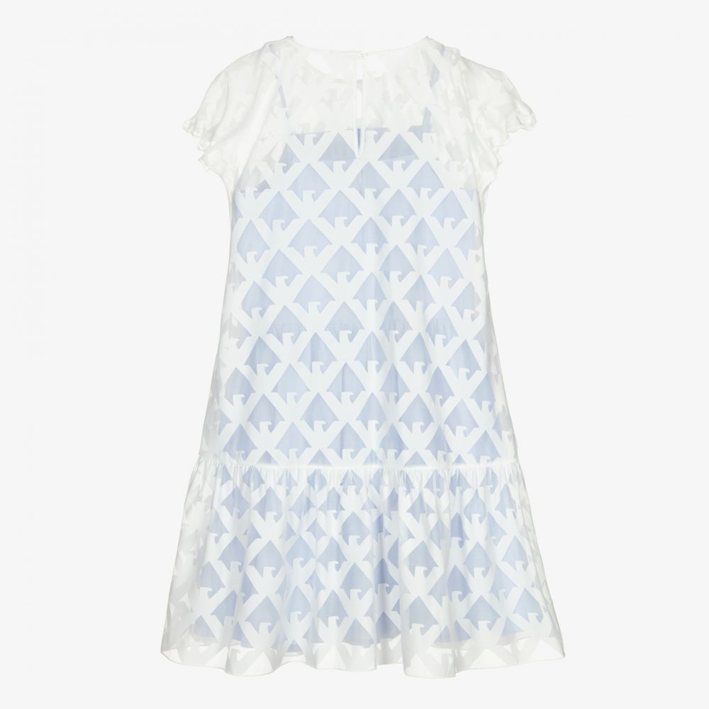 Emporio Armani-Teen White & Blue Organza Dress | Childrensalon Outlet