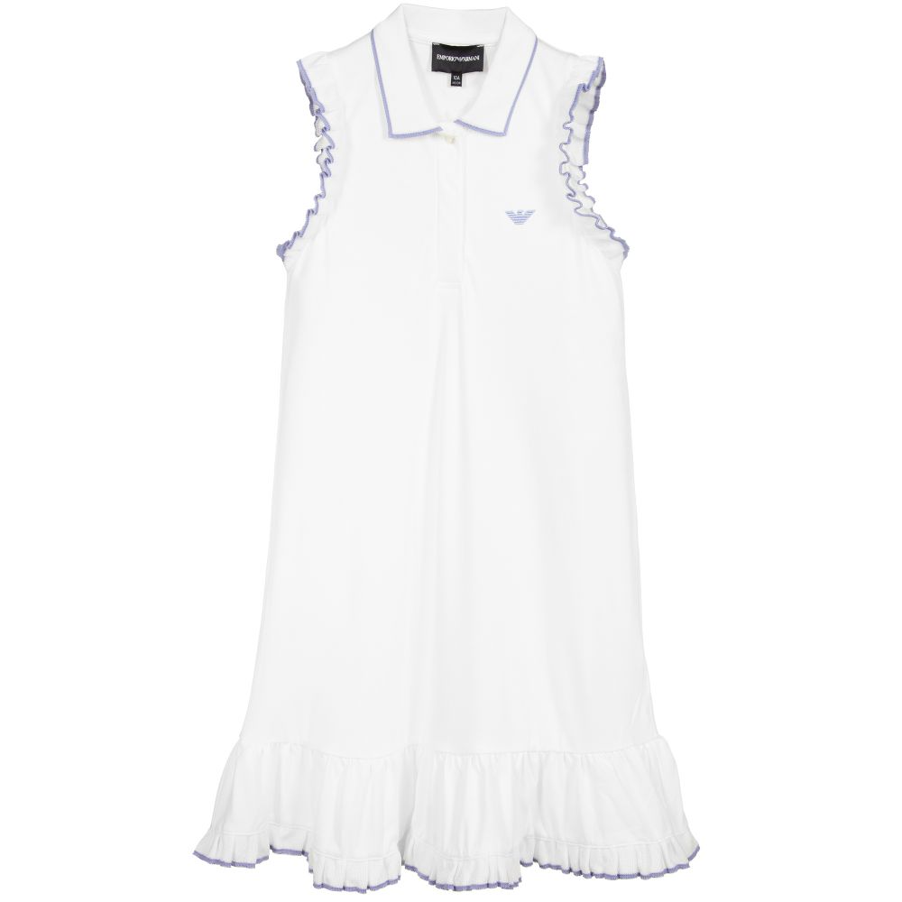 Emporio Armani - Teen White Logo Polo Dress | Childrensalon