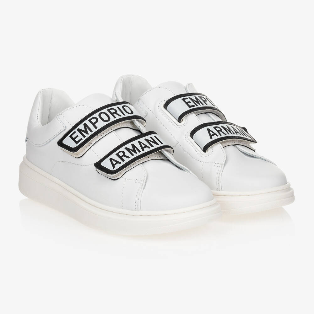 Emporio Armani-Teen White Logo Trainers | Childrensalon Outlet