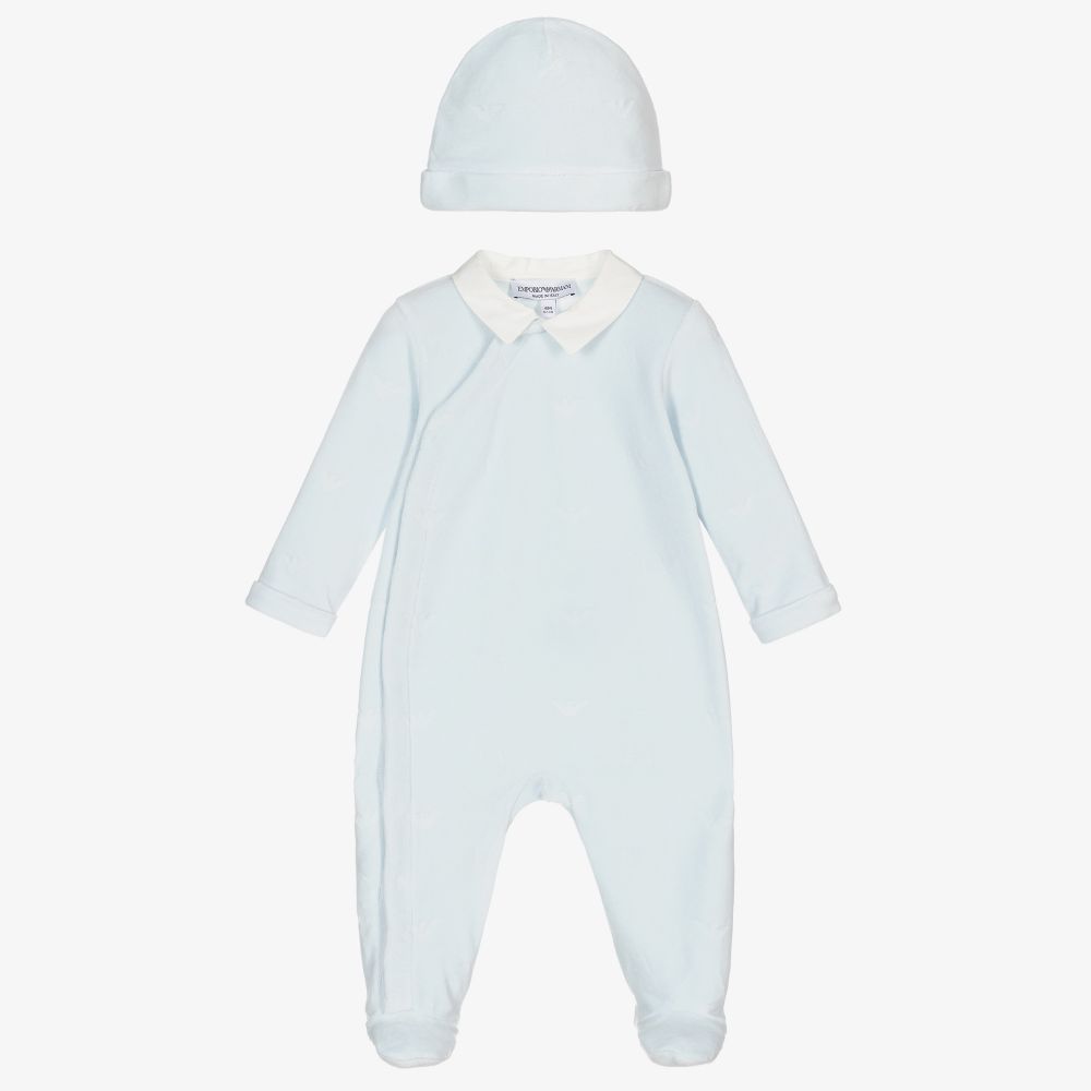 Emporio Armani-Подарочный комбинезон с шапочкой из велюра | Childrensalon Outlet