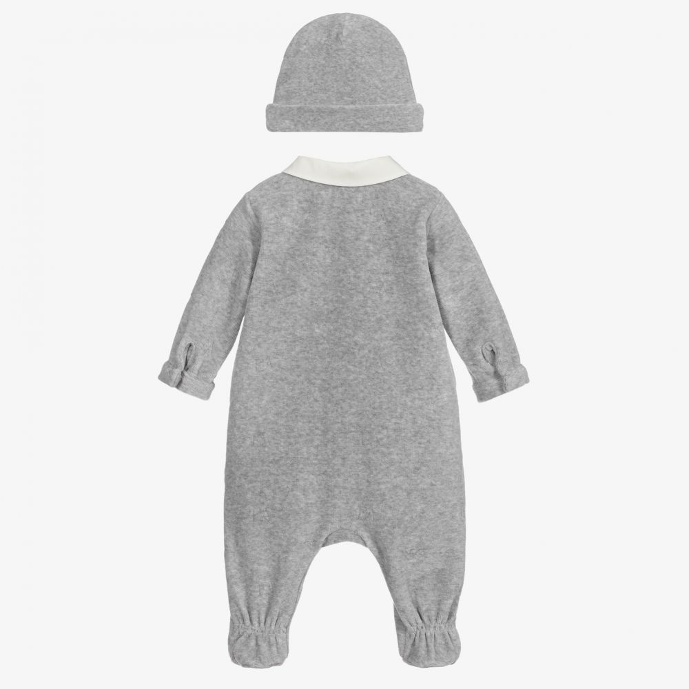 Emporio Armani-Velour Babygrow & Hat Gift Set | Childrensalon Outlet