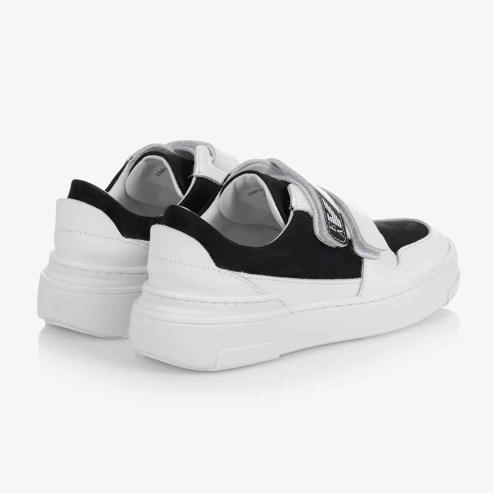 Emporio Armani White Black Velcro Trainers