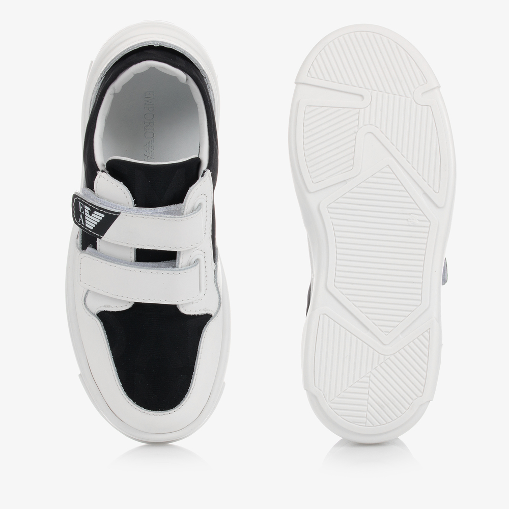Emporio Armani White Black Velcro Trainers Childrensalon Outlet