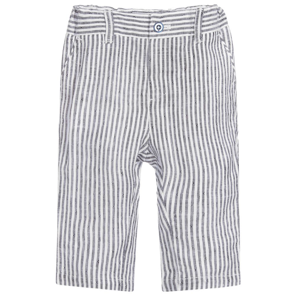 Emporio Armani - White & Blue Linen Trousers | Childrensalon