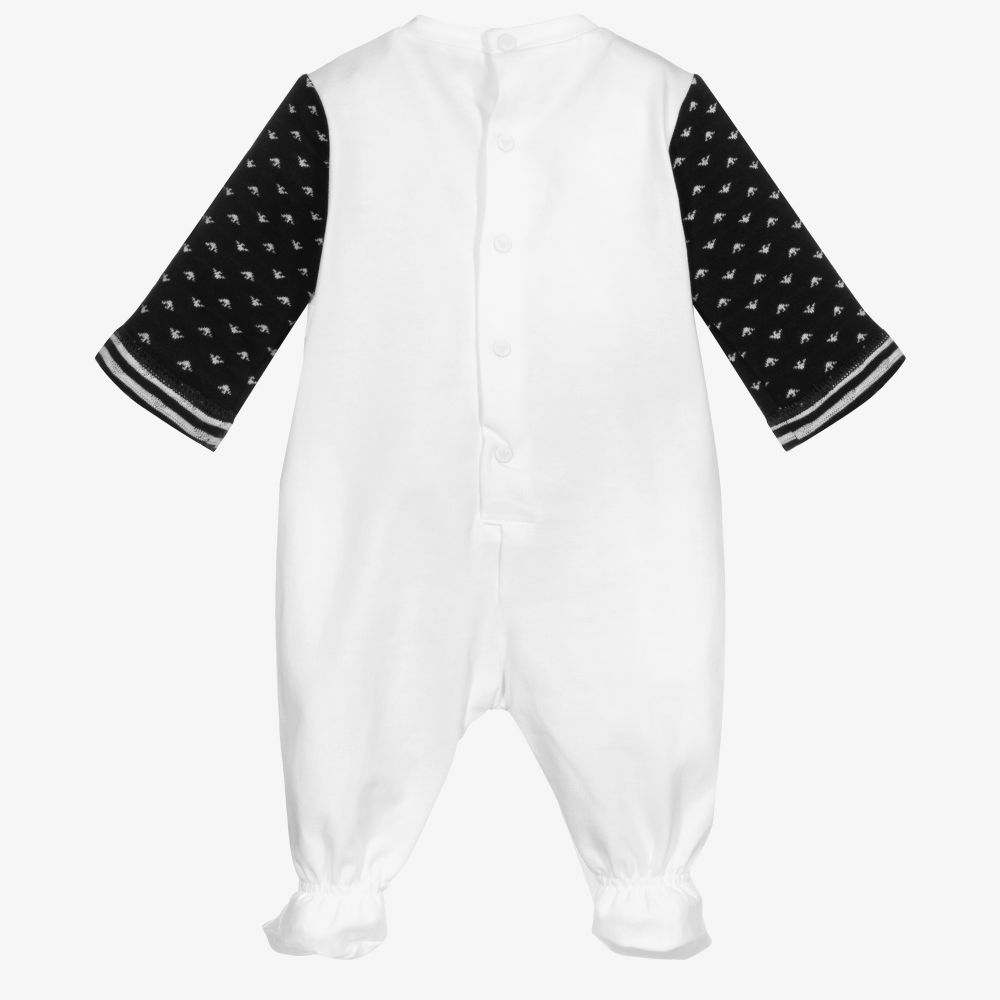 Emporio Armani-White & Blue Logo Babygrow | Childrensalon Outlet