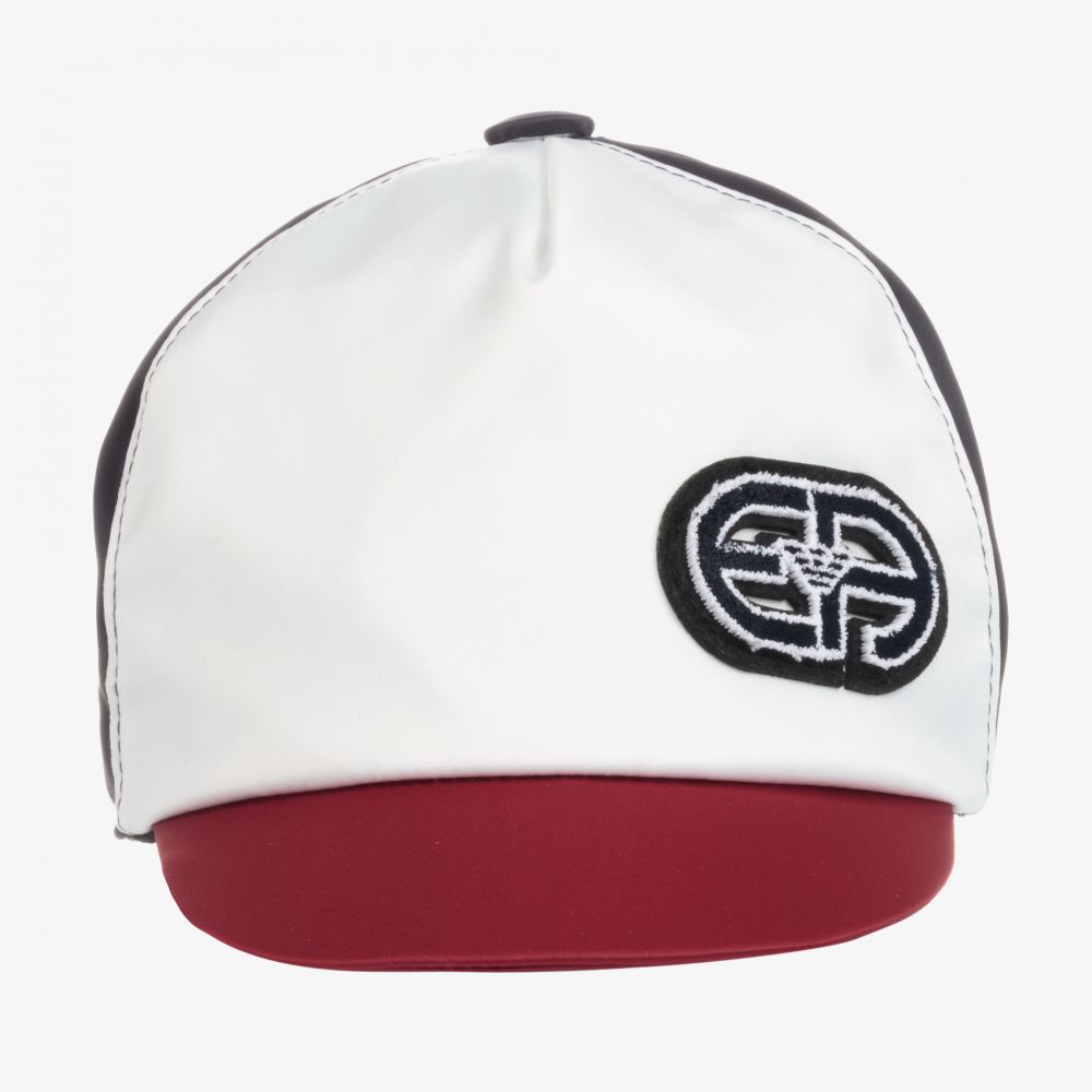 إمبوريو أرماني-كاب أطفال ولادي نايلون لون أبيض وكحلي وأحمر | Childrensalon Outlet