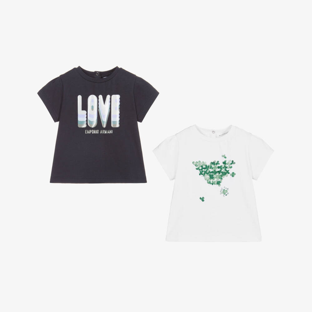 Emporio Armani-Футболки белая и синяя (2 шт.) | Childrensalon Outlet