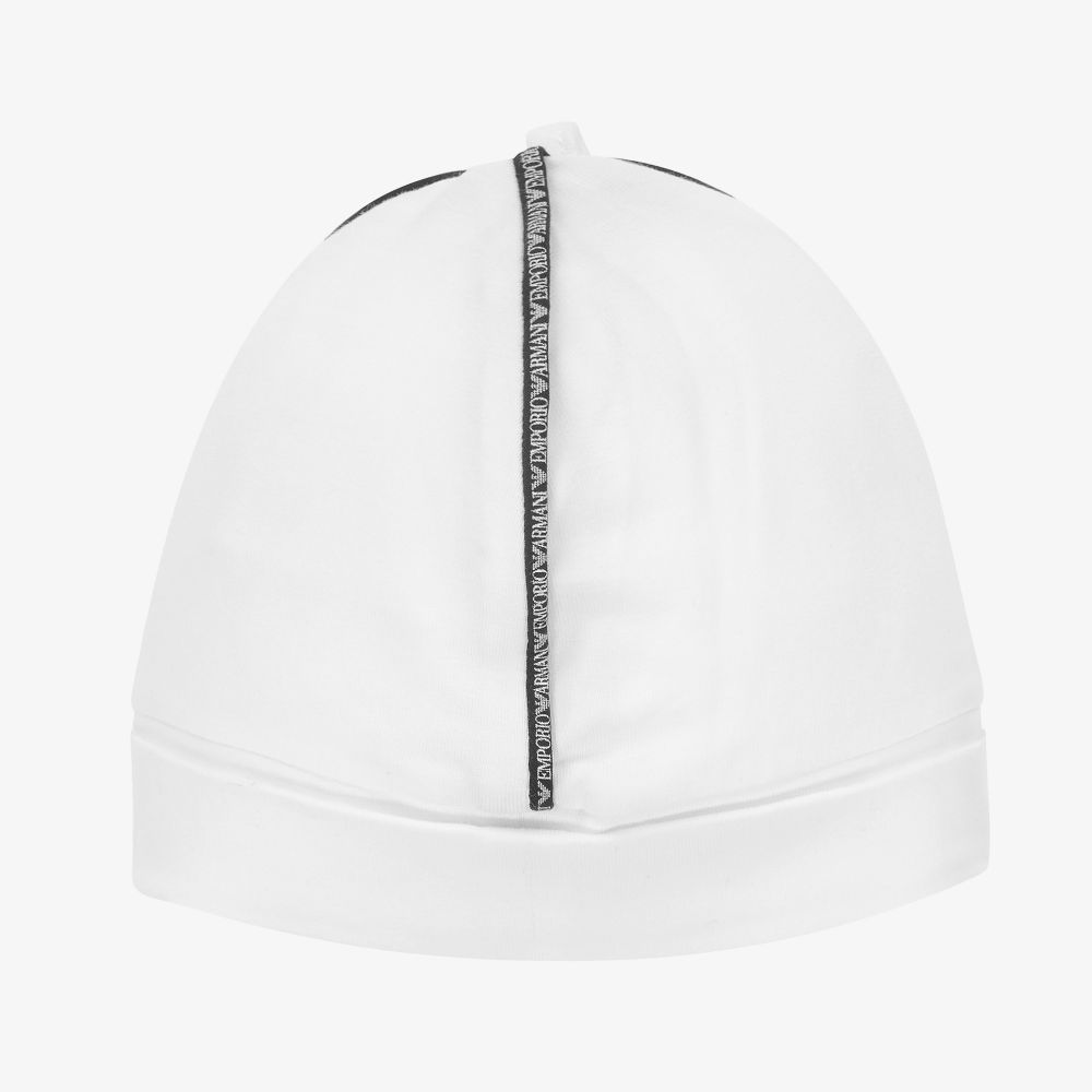 Emporio Armani-White Cotton Baby Hat | Childrensalon Outlet