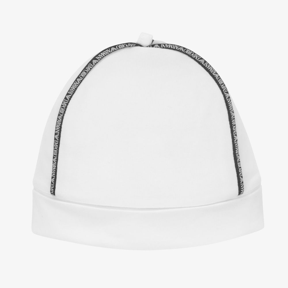 Emporio Armani - قبعة قطن جيرسي لون أبيض للأطفال | Childrensalon