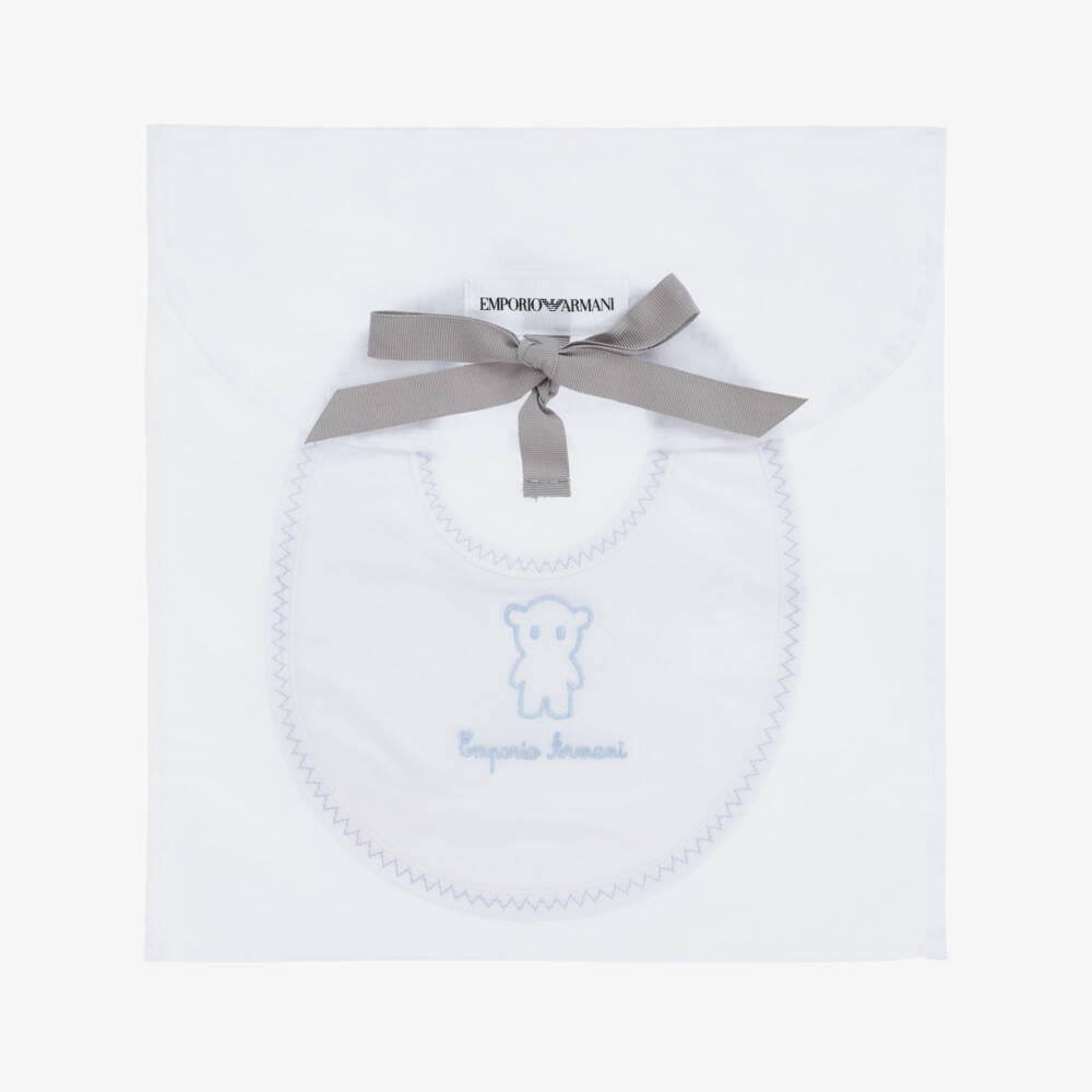 Emporio Armani-White Cotton Bib | Childrensalon Outlet
