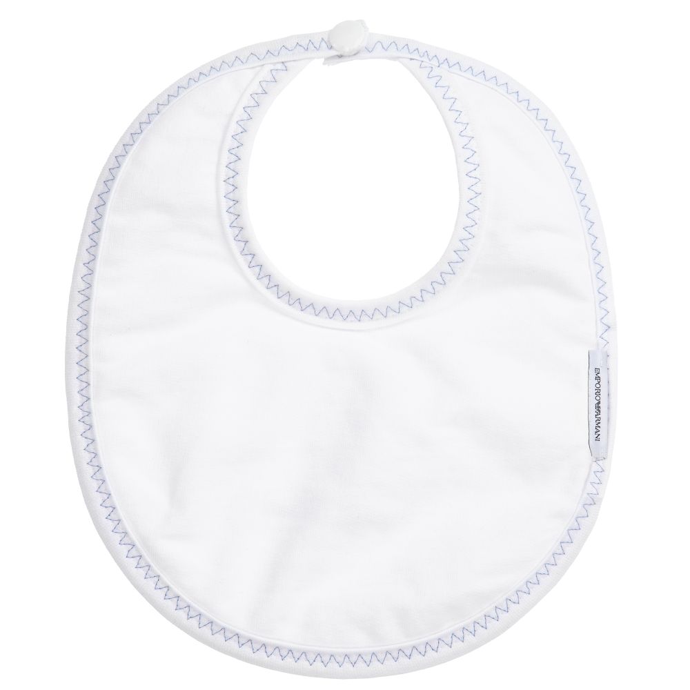 إمبوريو أرماني-مريلة قطن لون أبيض وأزرق للأطفال | Childrensalon Outlet