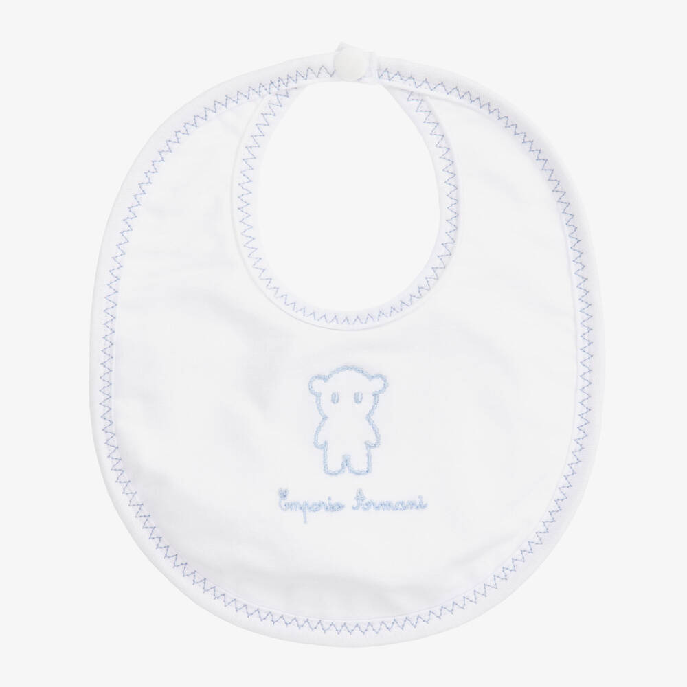 Emporio Armani-White Cotton Bib | Childrensalon Outlet