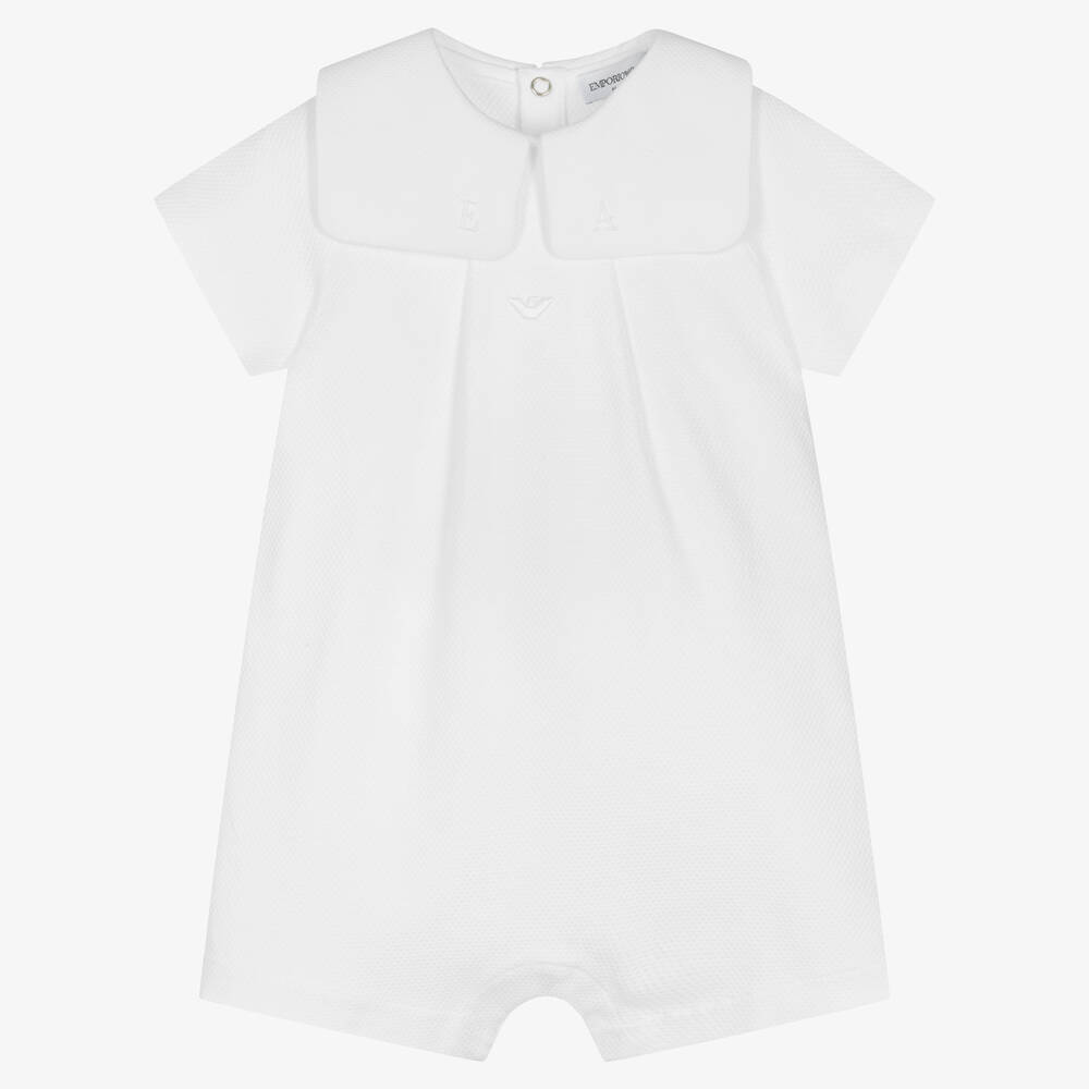 Emporio Armani - Barboteuse blanche en coton | Childrensalon