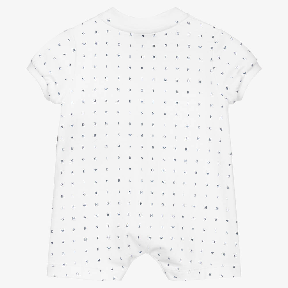 Emporio Armani-White Cotton Logo Baby Shortie | Childrensalon Outlet