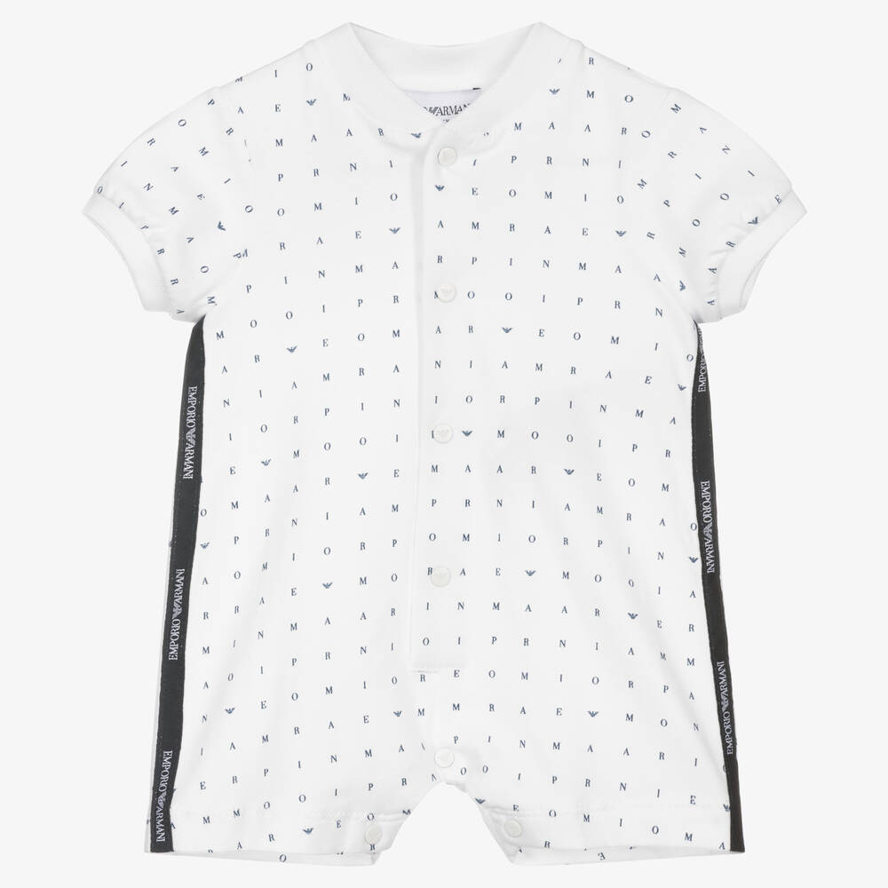 Emporio Armani - White Cotton Logo Baby Shortie | Childrensalon