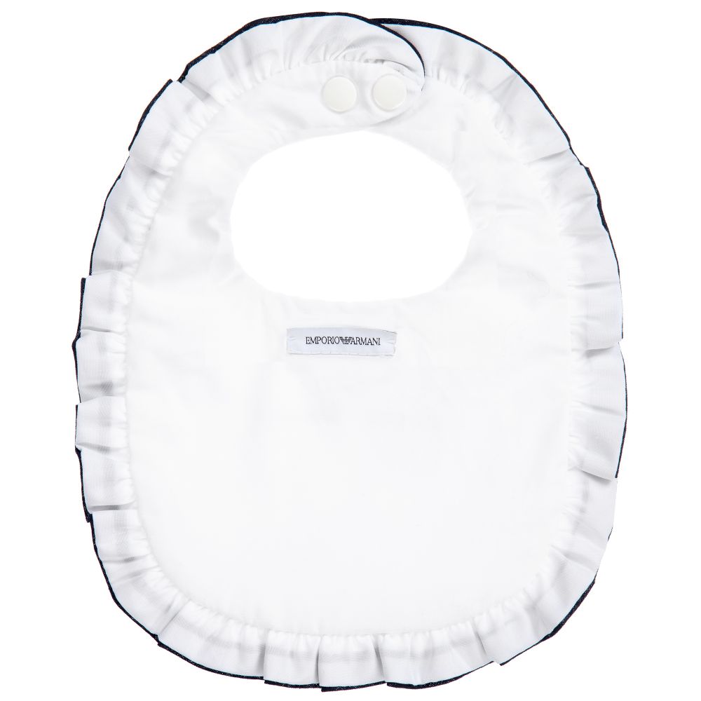 Emporio Armani-White Cotton Logo Bib | Childrensalon Outlet