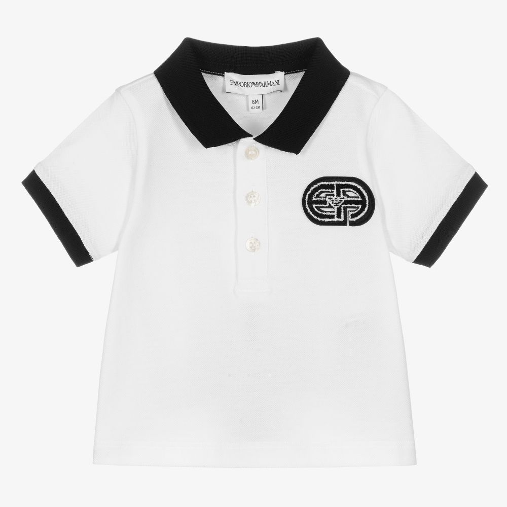 Emporio Armani - Белая рубашка поло из хлопка | Childrensalon