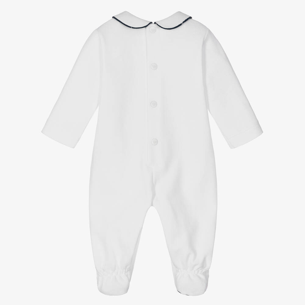 Emporio Armani-Белый комбинезон из хлопкового пике | Childrensalon Outlet