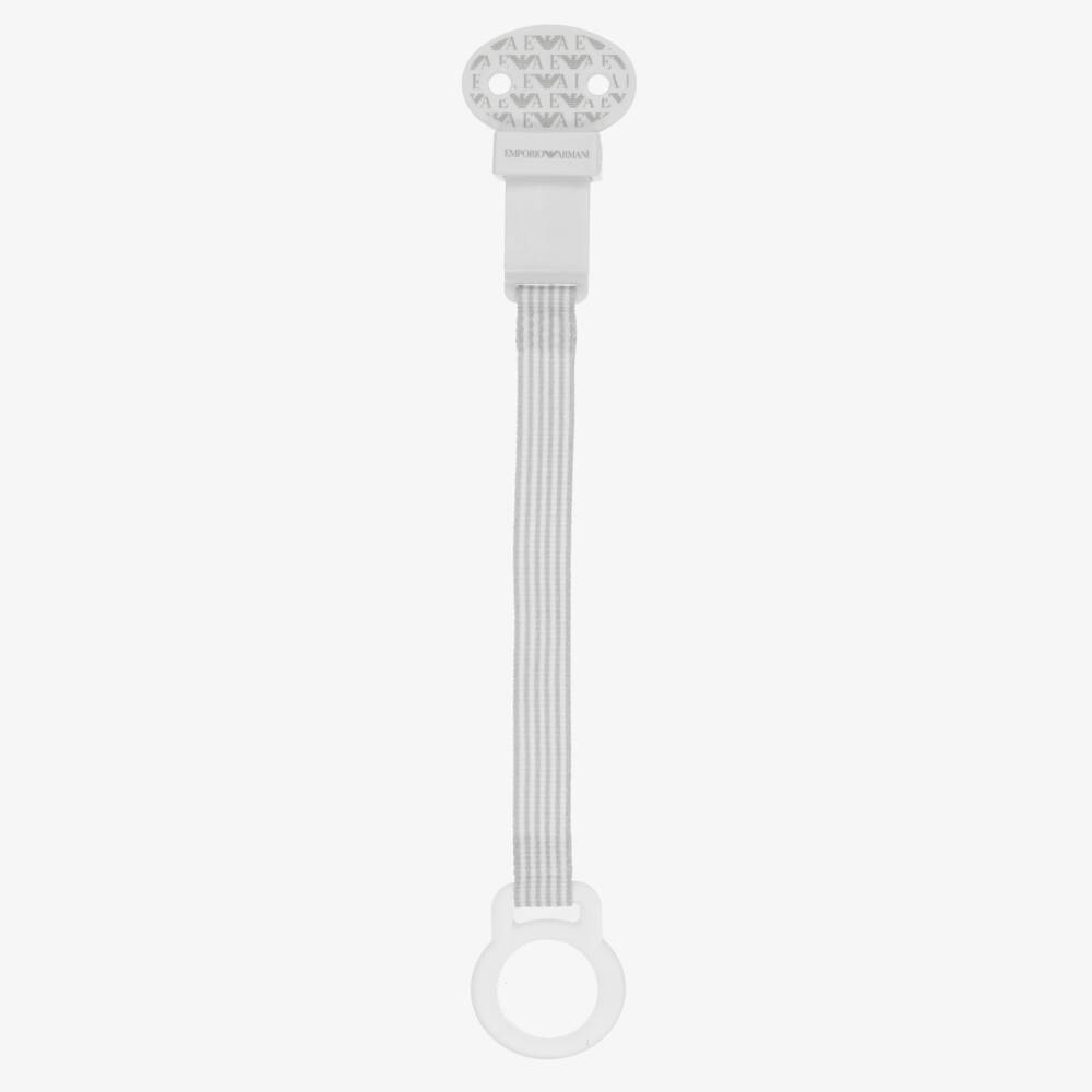 Emporio Armani-White Dummy & Clip Set | Childrensalon Outlet