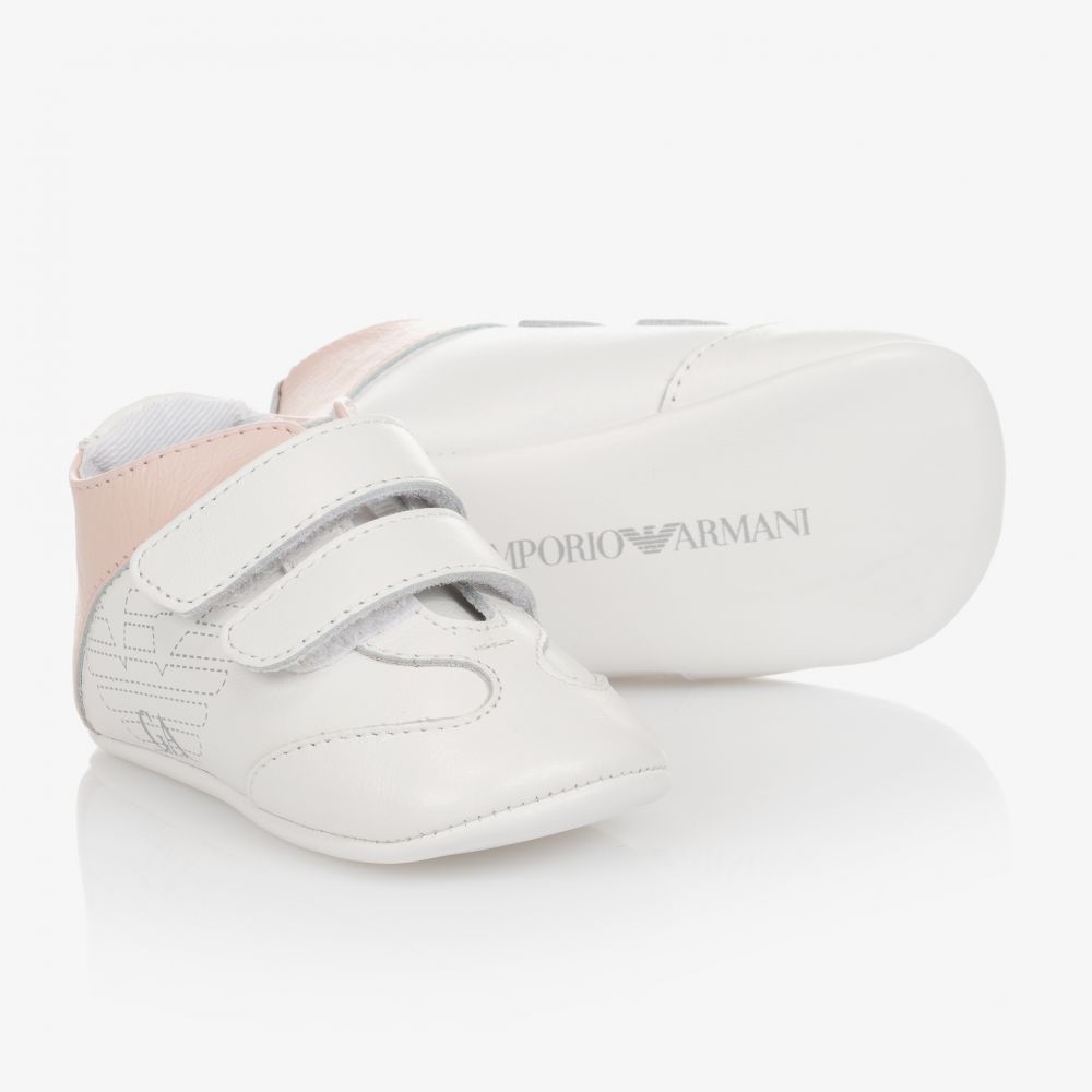 Emporio Armani - White Leather Baby Shoes | Childrensalon