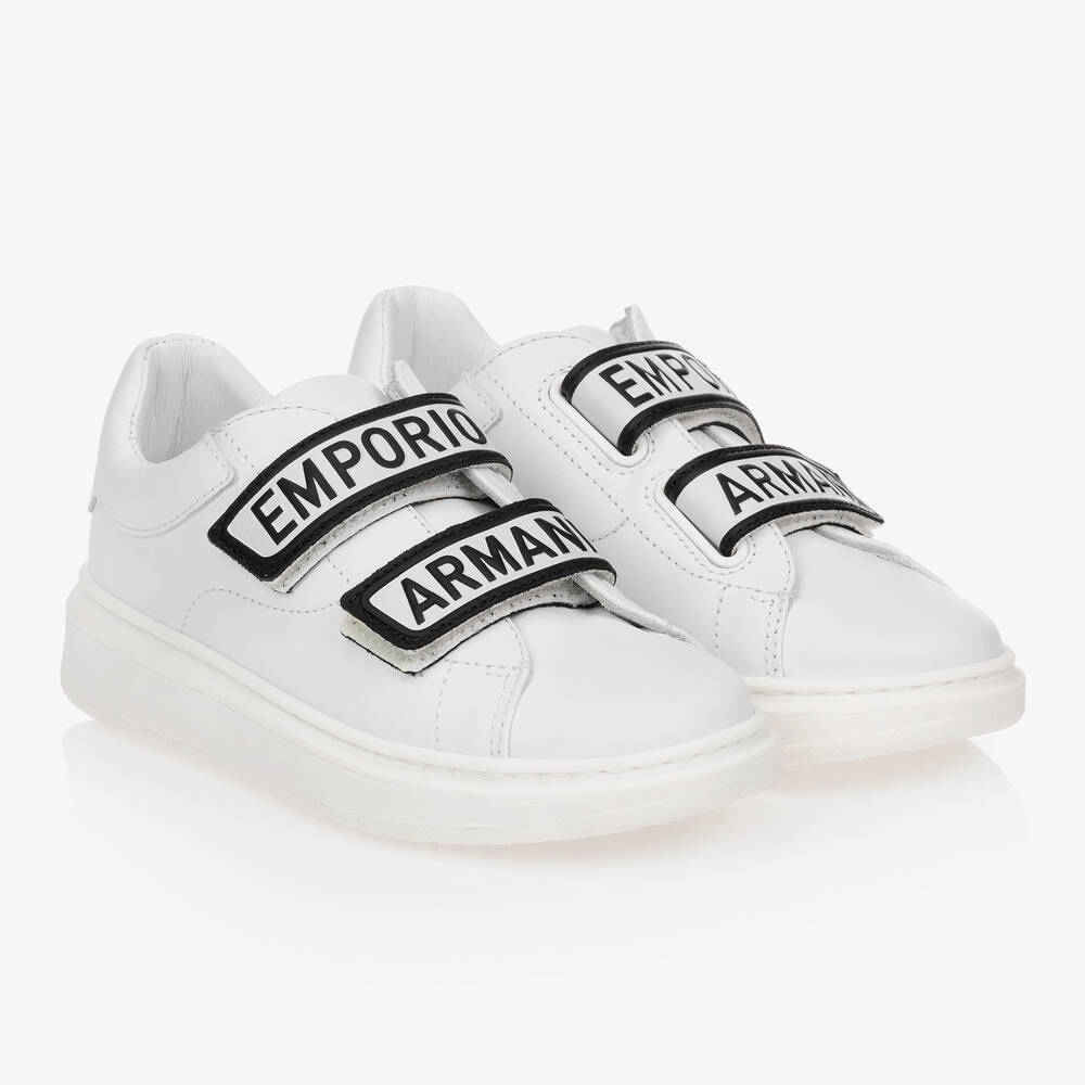 Emporio Armani - Белые кожаные кроссовки | Childrensalon