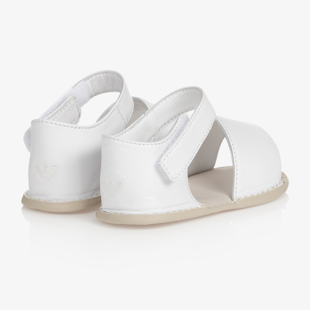 إمبوريو أرماني-حذاء جلد لون أبيض لمرحلة قبل المشي للأطفال | Childrensalon Outlet