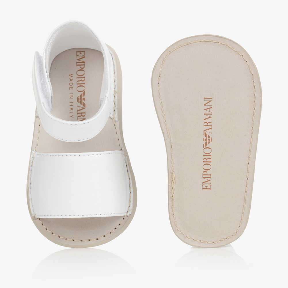 إمبوريو أرماني-حذاء جلد لون أبيض لمرحلة قبل المشي للأطفال | Childrensalon Outlet
