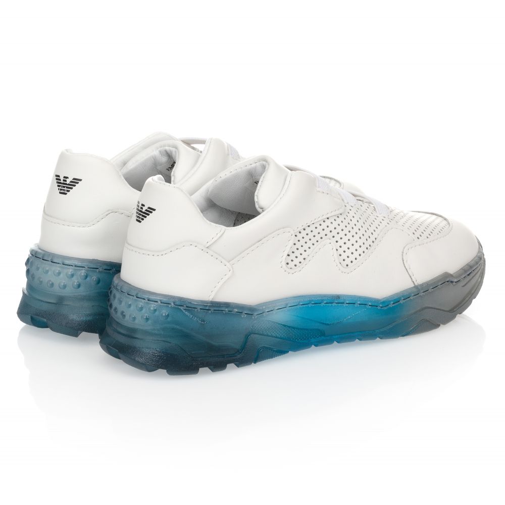 Emporio Armani-White Leather Trainers | Childrensalon Outlet