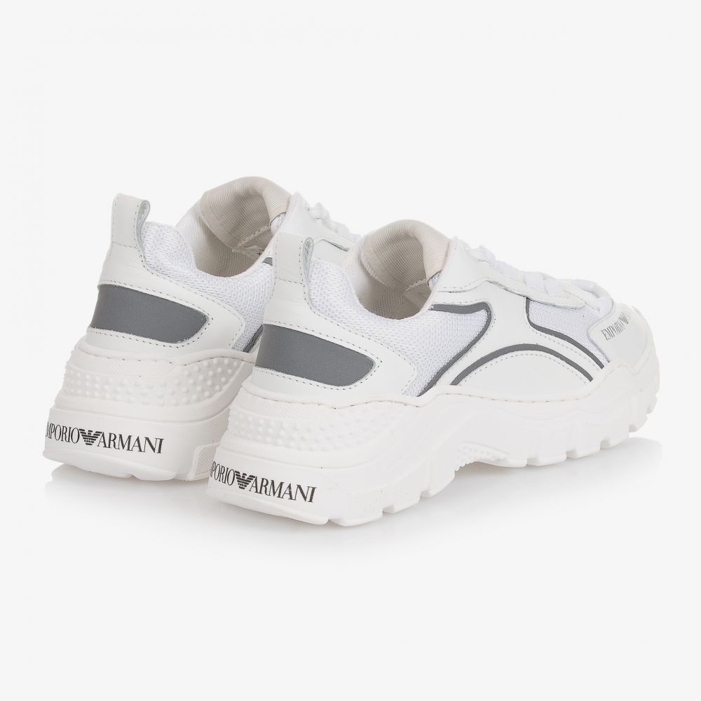 إمبوريو أرماني-ترينرز جلد لون أبيض | Childrensalon Outlet