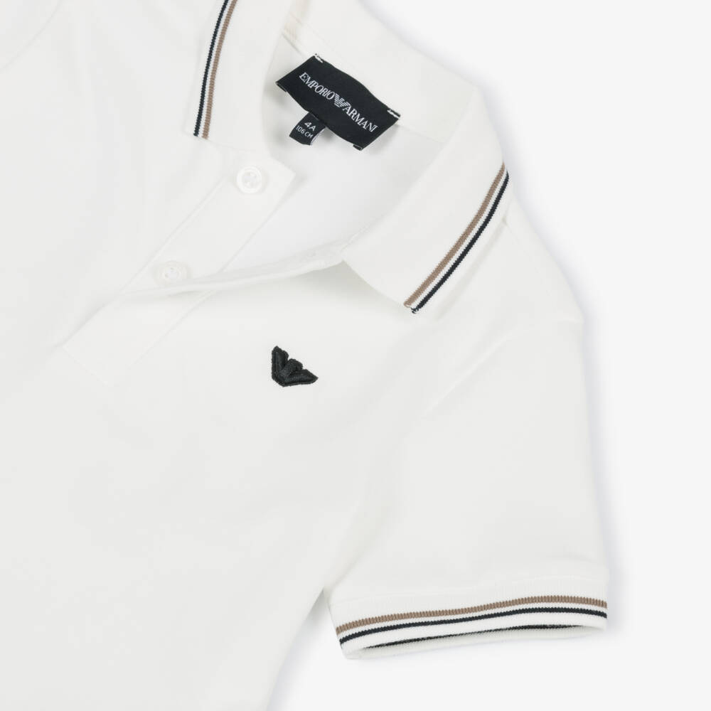 Emporio Armani-White Logo Polo T-shirt | Childrensalon Outlet