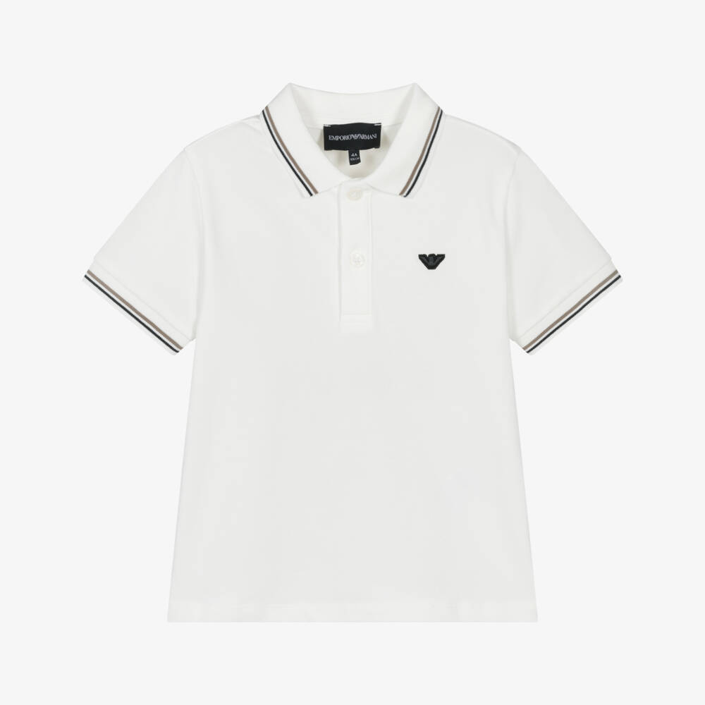 Emporio Armani-White Logo Polo T-shirt | Childrensalon Outlet