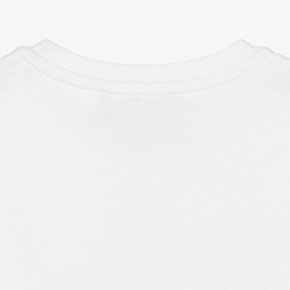 Emporio Armani-White & Silver Logo T-Shirt | Childrensalon Outlet