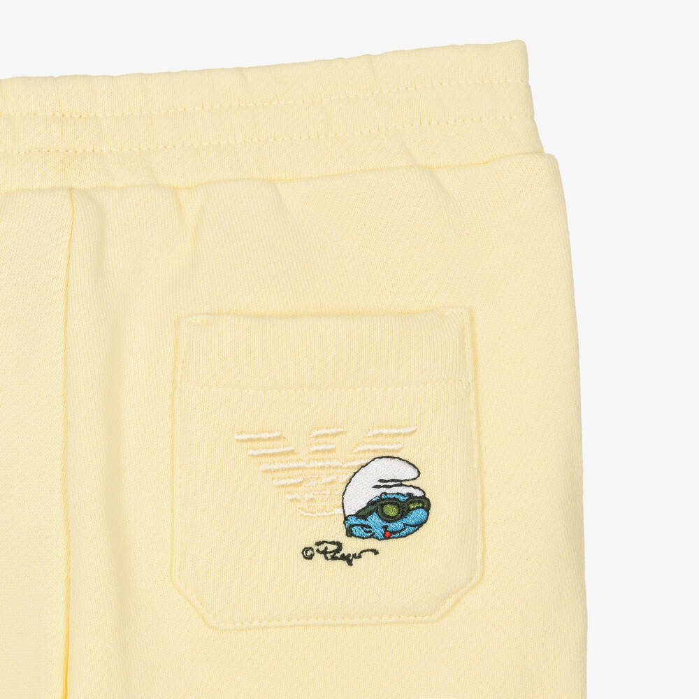 Emporio Armani-Yellow Organic Cotton Smurf Joggers | Childrensalon Outlet