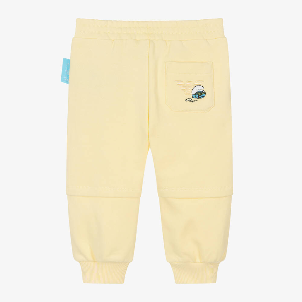 Emporio Armani-Yellow Organic Cotton Smurf Joggers | Childrensalon Outlet