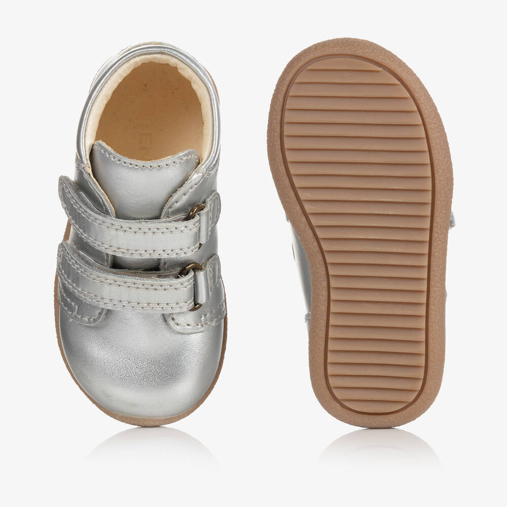 EN FANT-Baby Girls Silver Leather Velcro Boots | Childrensalon Outlet