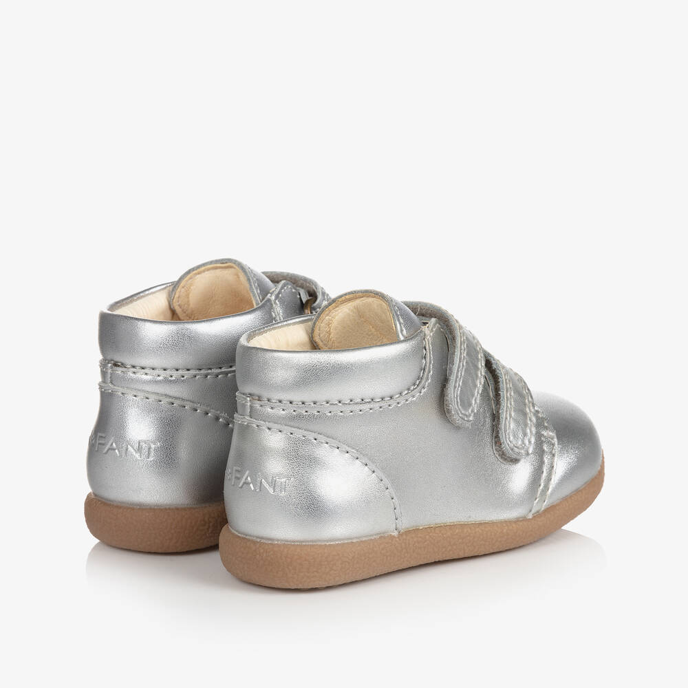 EN FANT-Baby Girls Silver Leather Velcro Boots | Childrensalon Outlet