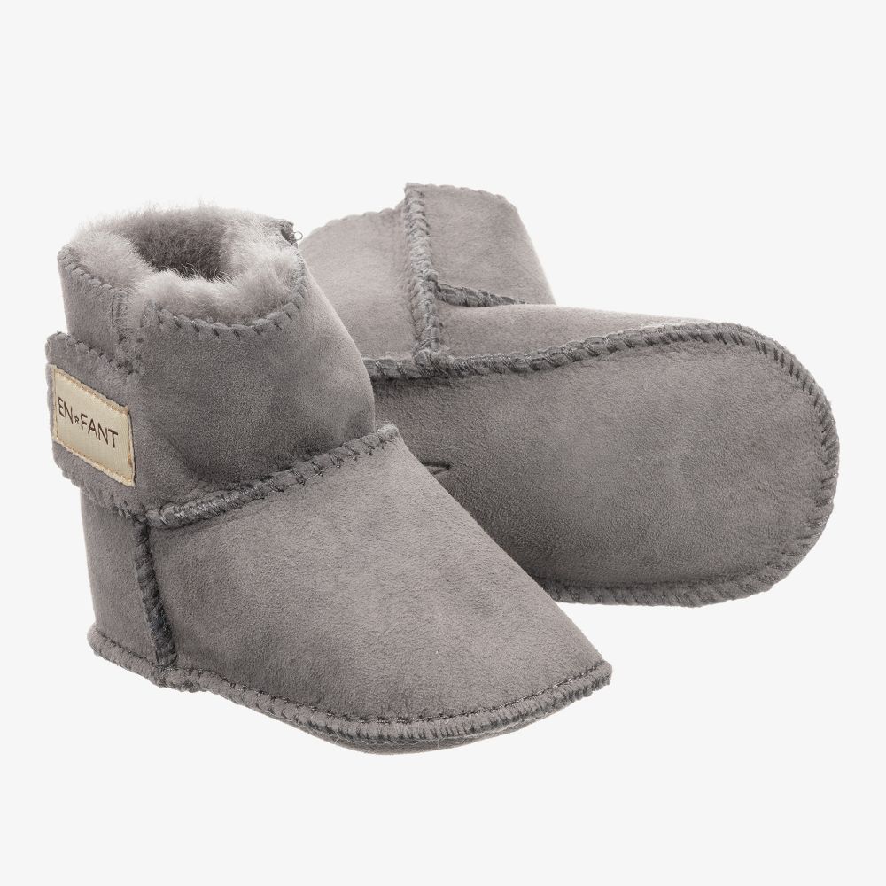 EN FANT - Graue Schaffellstiefel für Babys | Childrensalon