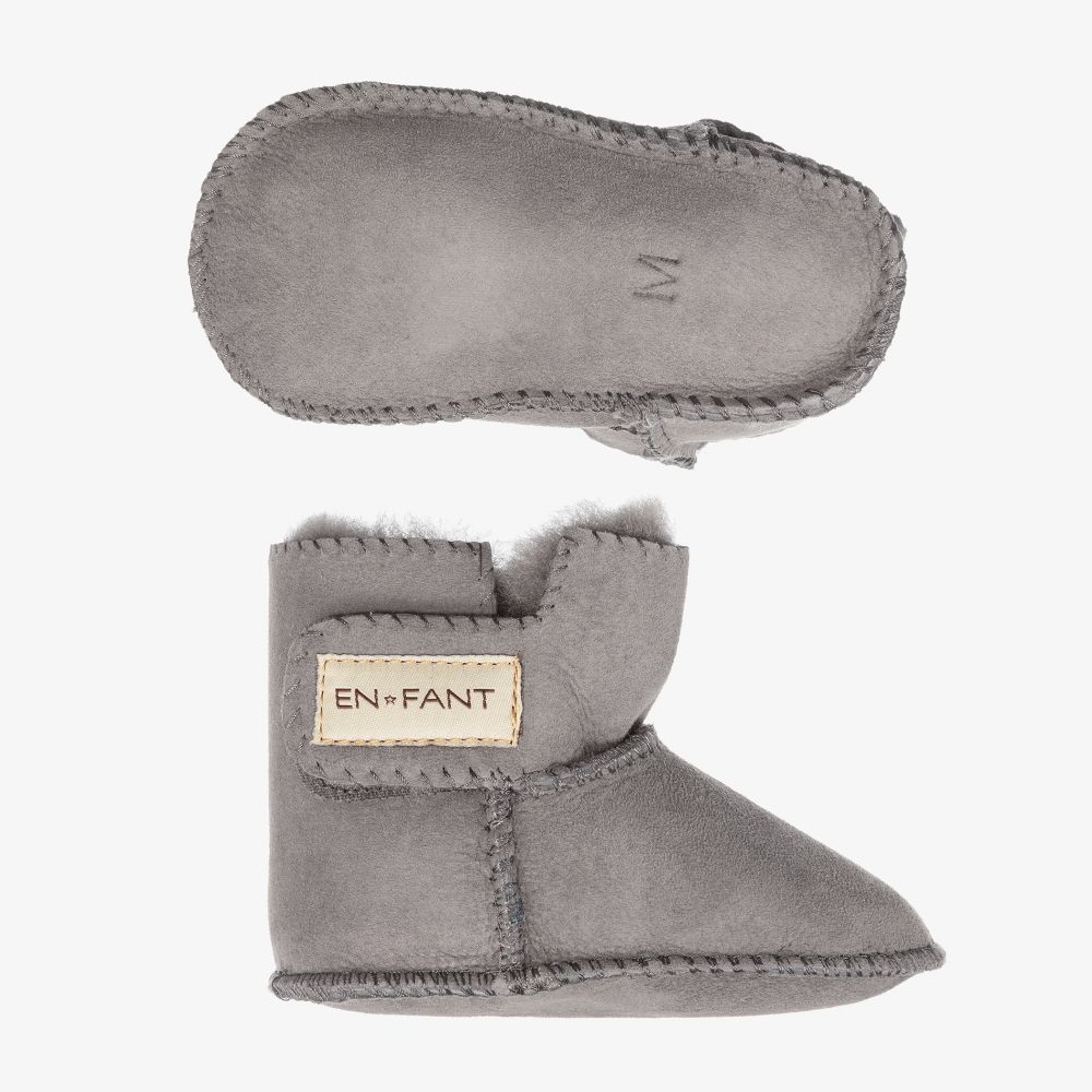 EN FANT-Baby Grey Sheepskin Boots | Childrensalon Outlet